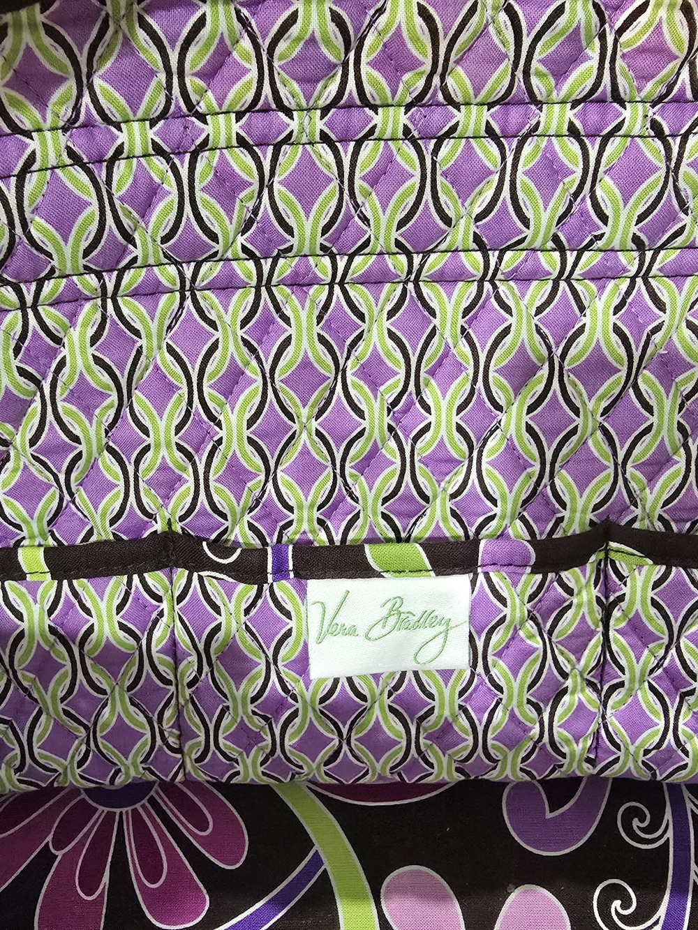 Vera Bradley Quilted Floral Shoulder Bag in Black, Purple, Pink and Green - Picture 3 of 3